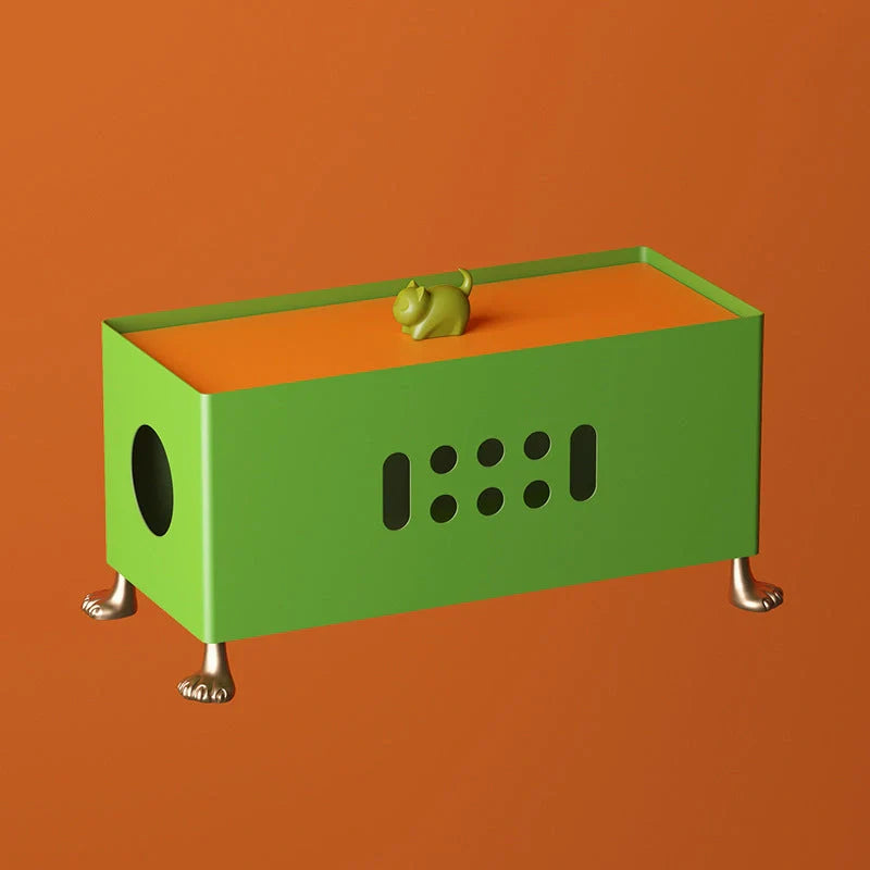 Big Feet Power Socket Data Cable Storage Box in orange and grass green colors