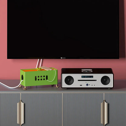 Big Feet Power Socket Data Cable Storage Box in orange and grass green colors