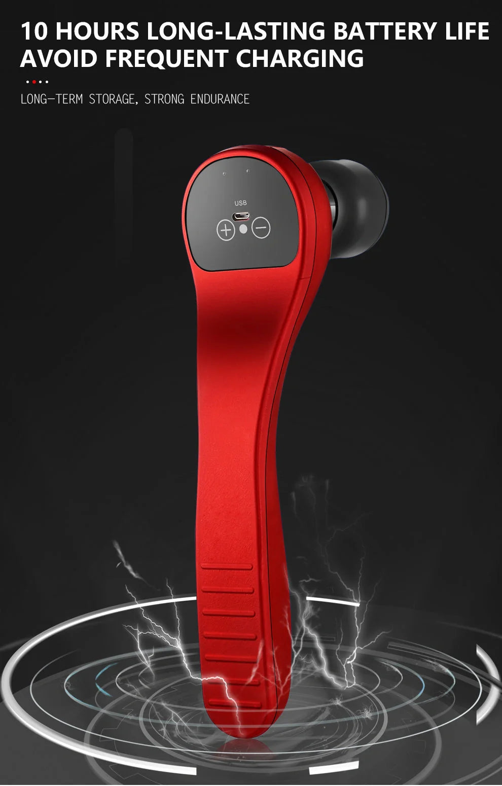 USB Mini Fascia Gun in black and red for muscle relaxation