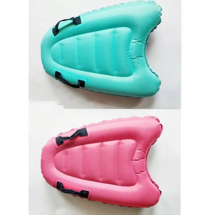 Durable inflatable swimming board for water exercises and fun, available in red and blue