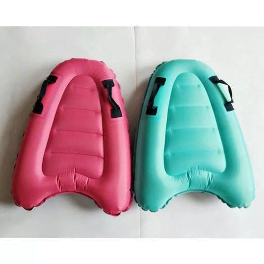 Durable inflatable swimming board for water exercises and fun, available in red and blue