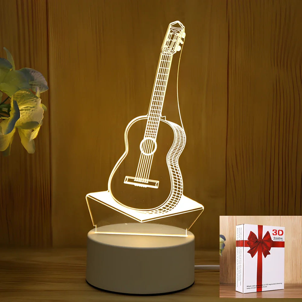 USB-powered night light with acrylic shade showing cartoon design options including unicorn and teddy bear