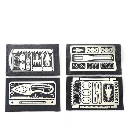 Multifunctional Fishing Card - compact silver and black survival tool for outdoor use