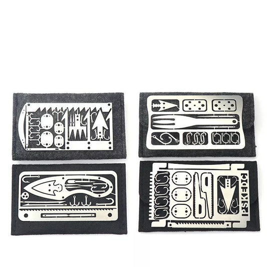 Multifunctional Fishing Card - compact silver and black survival tool for outdoor use