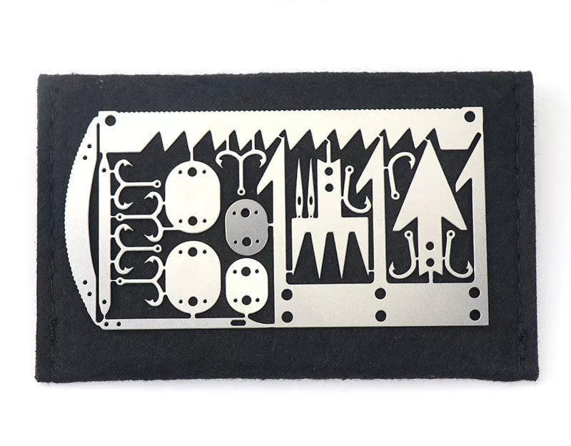 Multifunctional Fishing Card - compact silver and black survival tool for outdoor use
