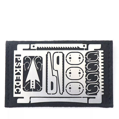 Multifunctional Fishing Card - compact silver and black survival tool for outdoor use