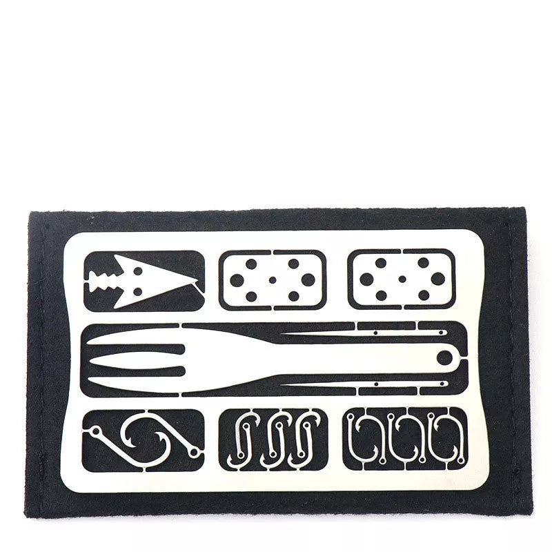 Multifunctional Fishing Card - compact silver and black survival tool for outdoor use