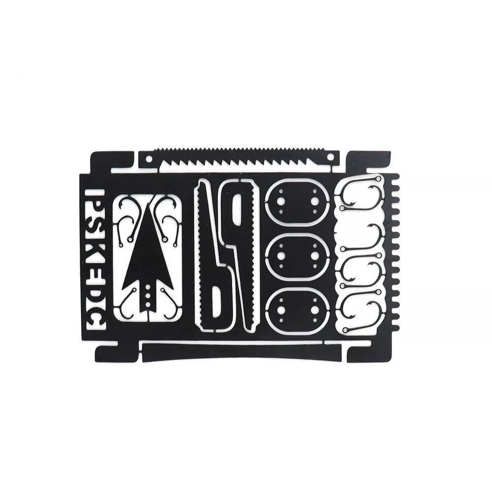 Multifunctional Fishing Card - compact silver and black survival tool for outdoor use