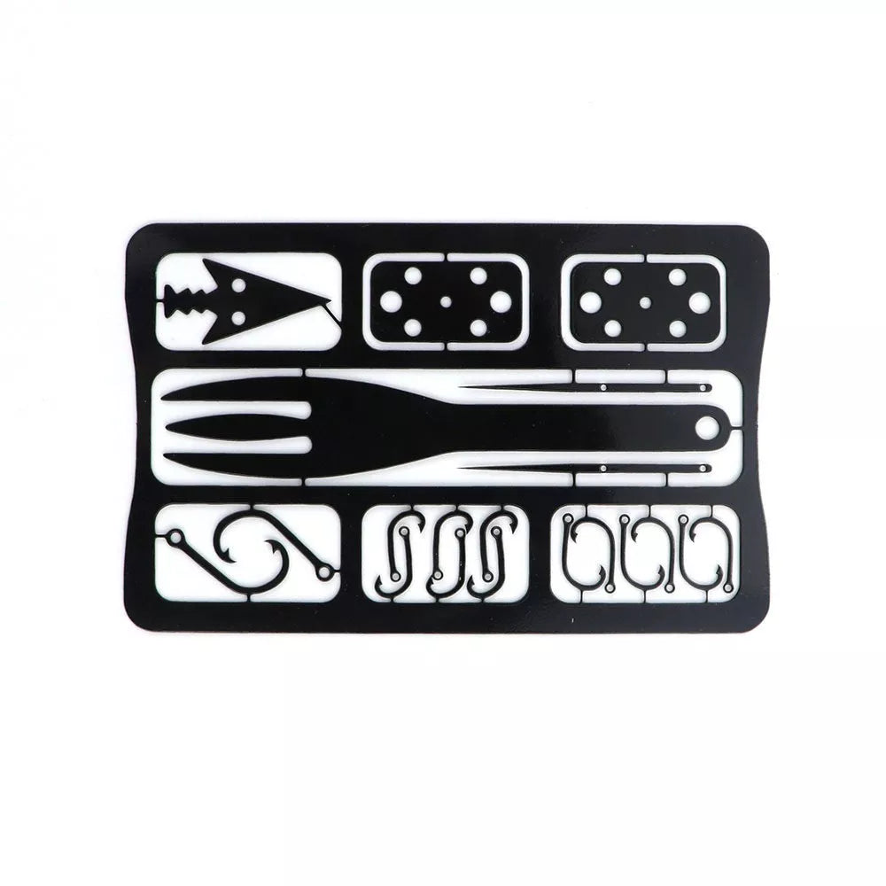 Multifunctional Fishing Card - compact silver and black survival tool for outdoor use