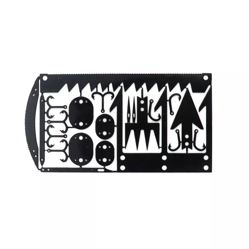 Multifunctional Fishing Card - compact silver and black survival tool for outdoor use