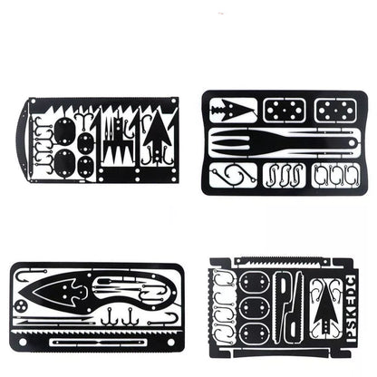 Multifunctional Fishing Card - compact silver and black survival tool for outdoor use