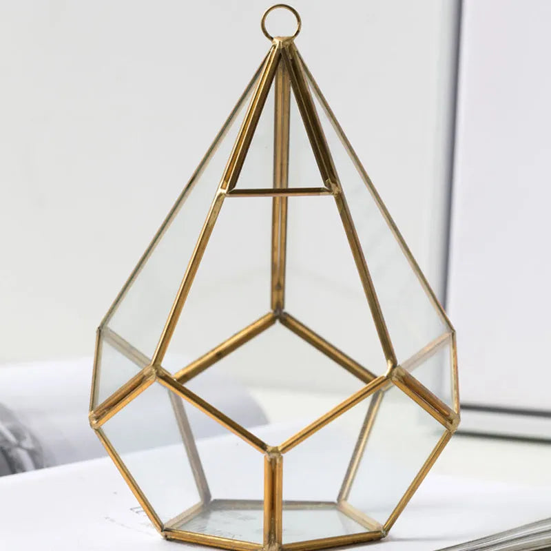 Metal and glass succulent bonsai decoration in two style options with measured dimensions