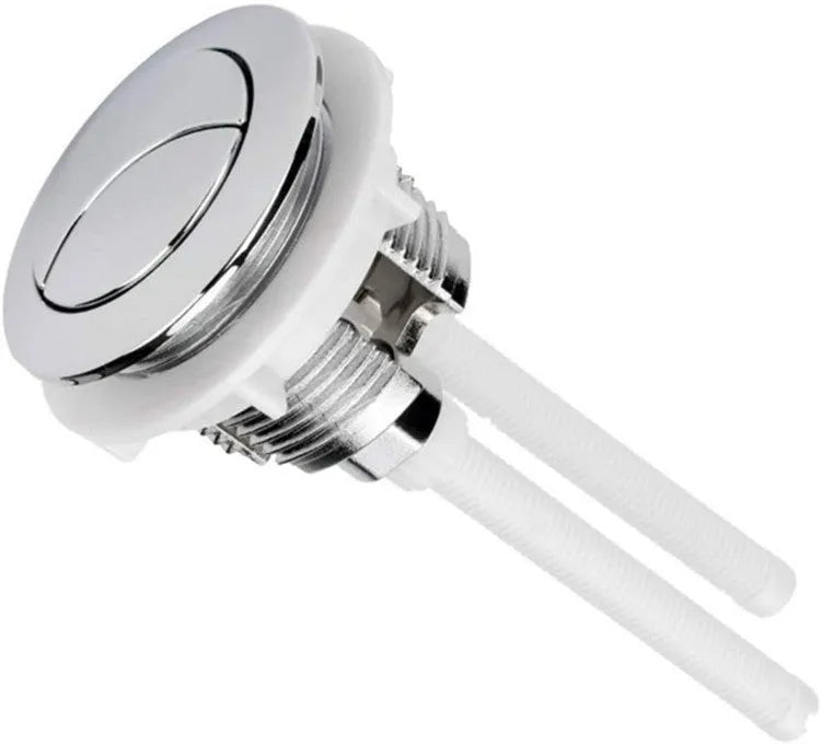 White 38mm toilet flush button with double controls for partial and full flush options