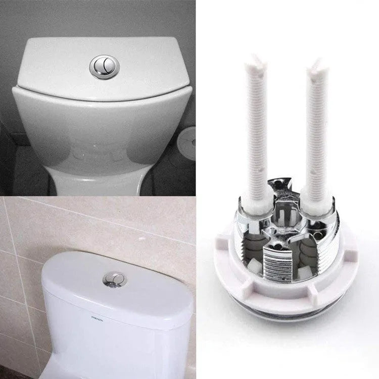White 38mm toilet flush button with double controls for partial and full flush options