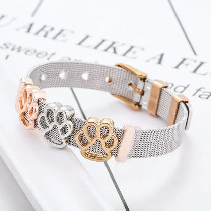 Stainless Steel Keeper Strap Footprint Beads Bracelet with animal/zodiac modeling and radiation protection