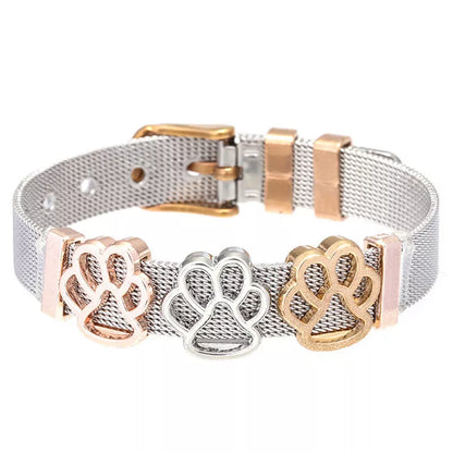 Stainless Steel Keeper Strap Footprint Beads Bracelet with animal/zodiac modeling and radiation protection