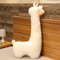 Soft white alpaca plush toy pillow with removable washable cover