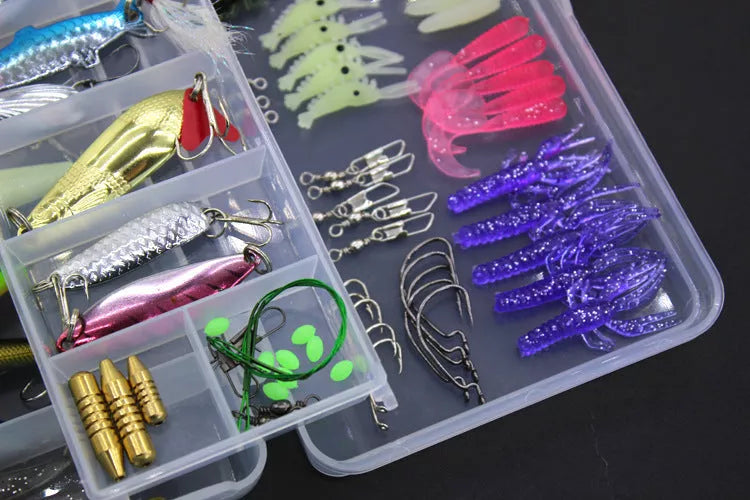 Sequined Soft Bait Fishing Set with high carbon steel hooks and reflective sequins