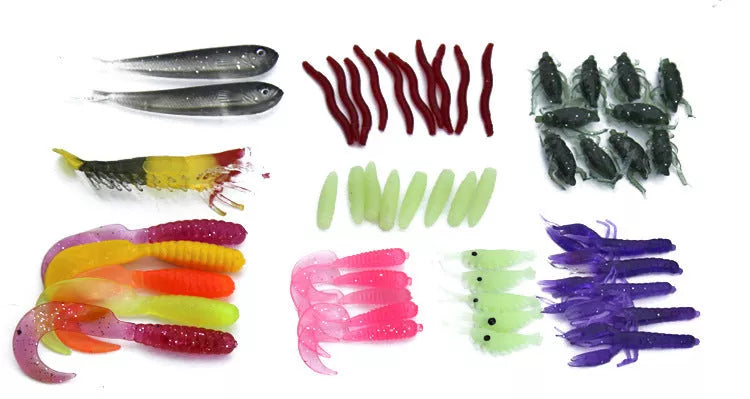 Sequined Soft Bait Fishing Set with high carbon steel hooks and reflective sequins