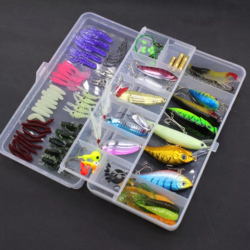 Sequined Soft Bait Fishing Set with high carbon steel hooks and reflective sequins