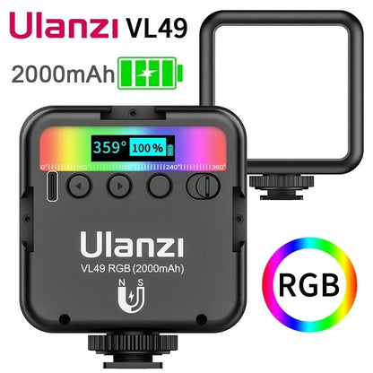 Ulanzi VL49 Mini RGB Fill Light with adjustable brightness and color temperature