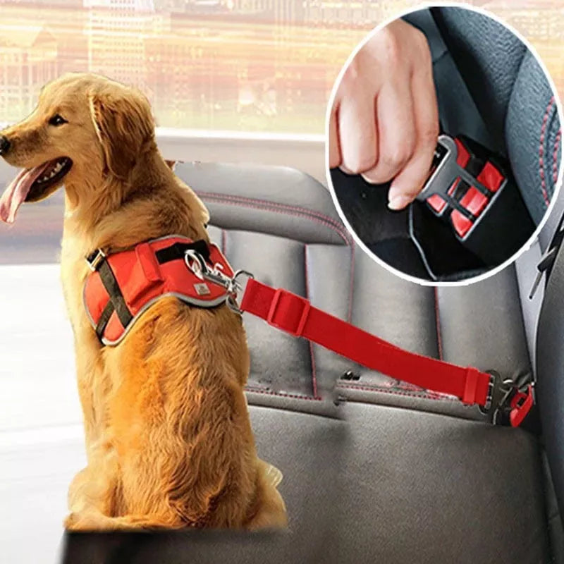Adjustable pet car seat belt for dogs and cats with zinc alloy clip in multiple colors