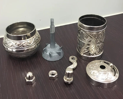 Turkish manual coffee grinder with removable ceramic burrs and compact 15cm height design