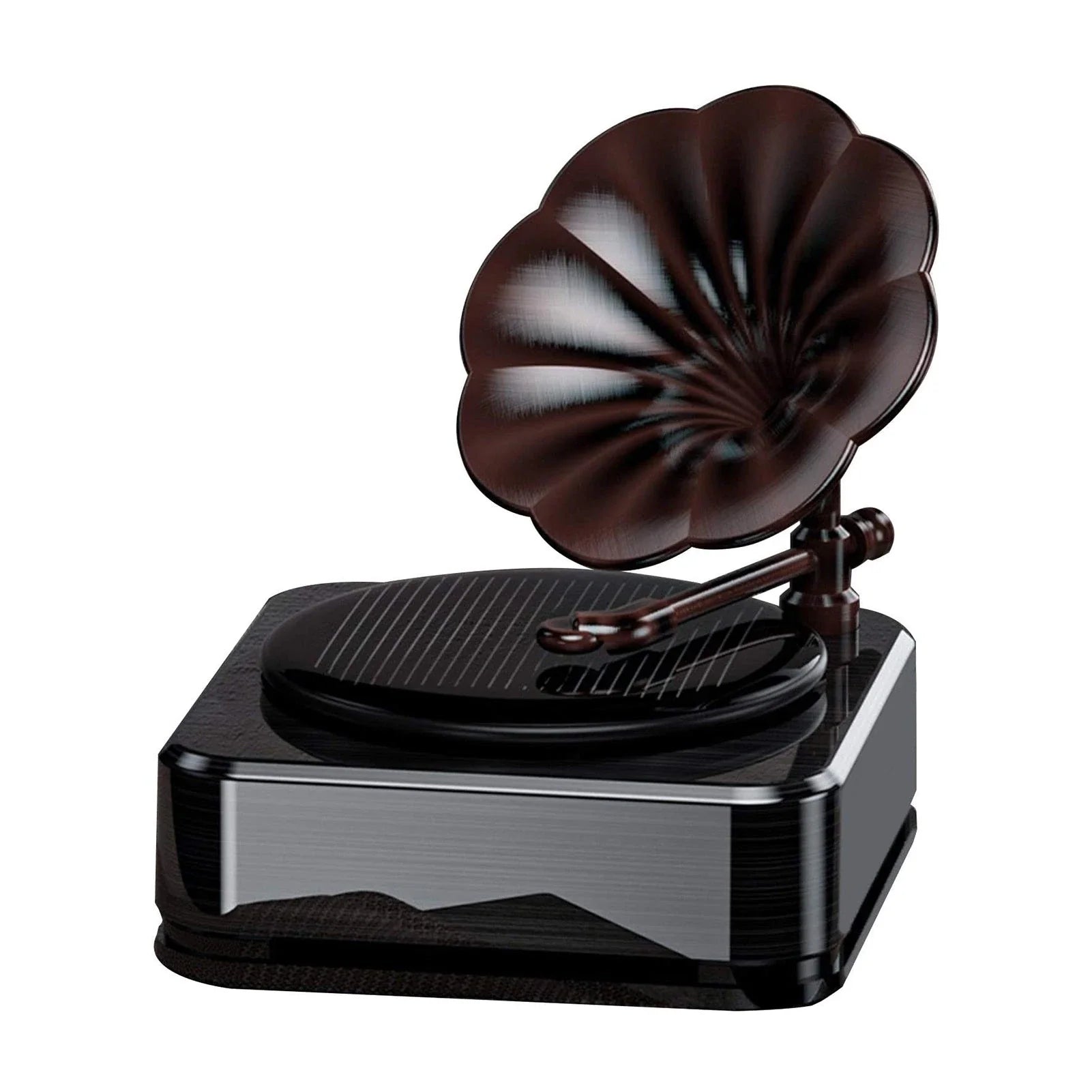 Retro solar-powered car fragrance diffuser with 360-degree fragrance dispersion, made with durable zinc alloy and ABS materials