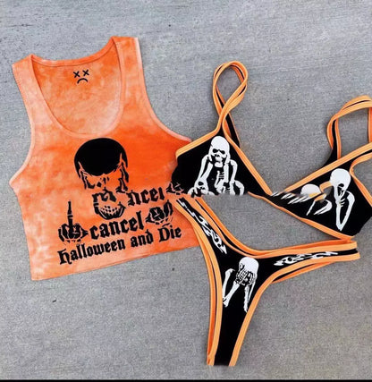 Dark sexy funny bikini swimsuit with quick-dry polyester fabric