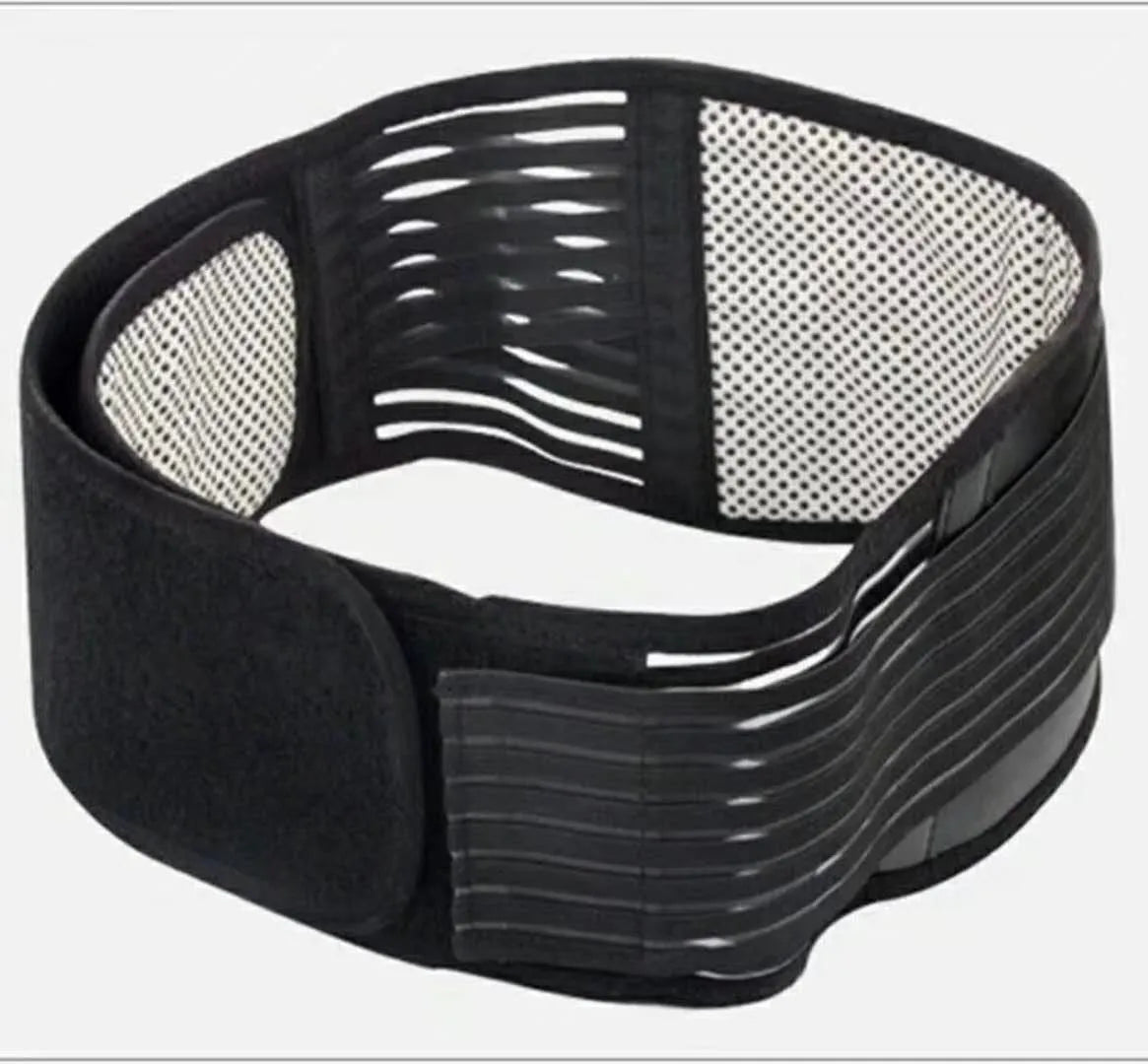 Self-heating waist protection fixed belt in black or beige with elastic cloth and magnetic component for lumbar support