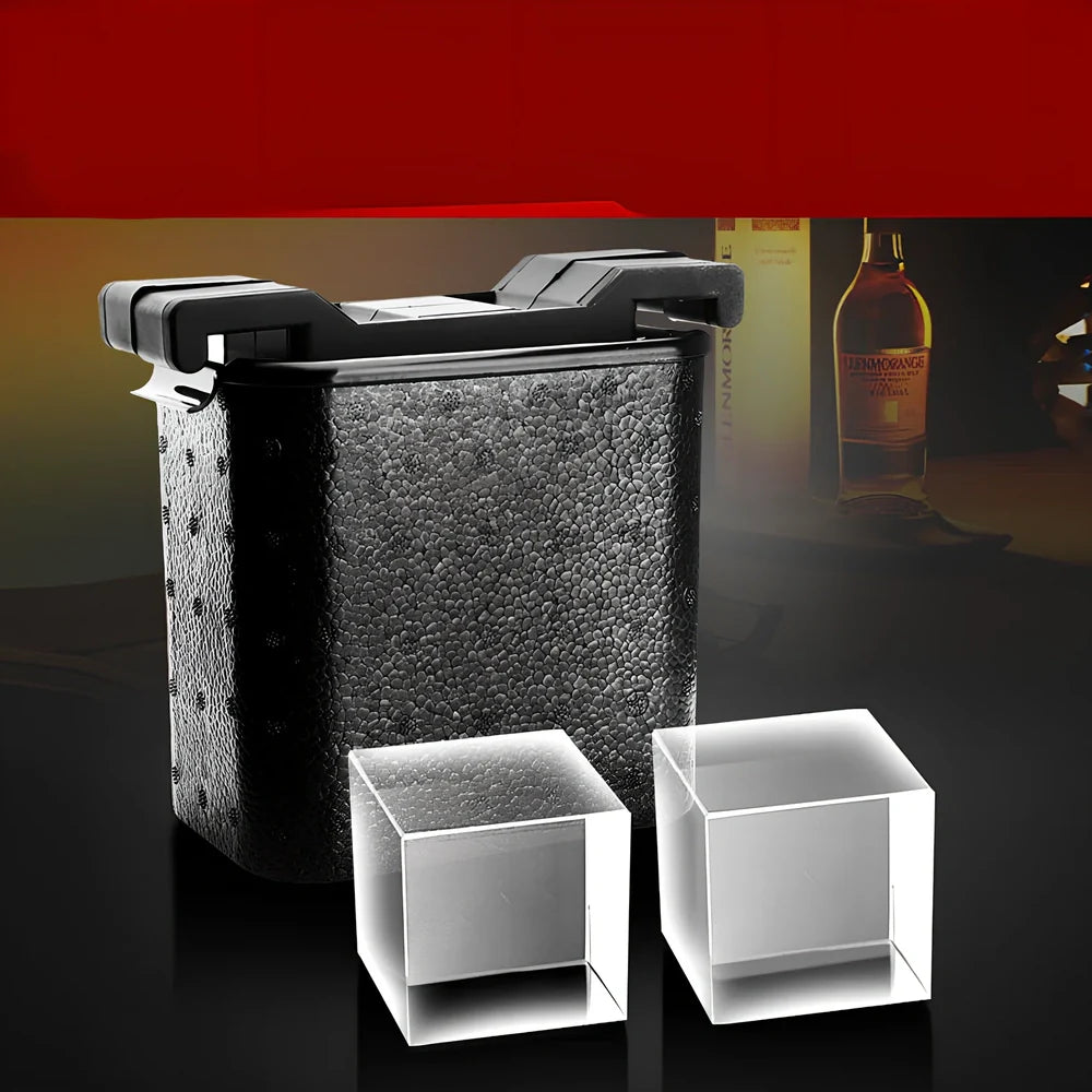 Whiskey ice cube tray with crystal clear hockey puck and skull shaped ice cubes measuring 11.5x17.5x19.5cm