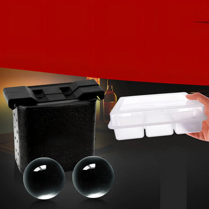 Whiskey ice cube tray with crystal clear hockey puck and skull shaped ice cubes measuring 11.5x17.5x19.5cm