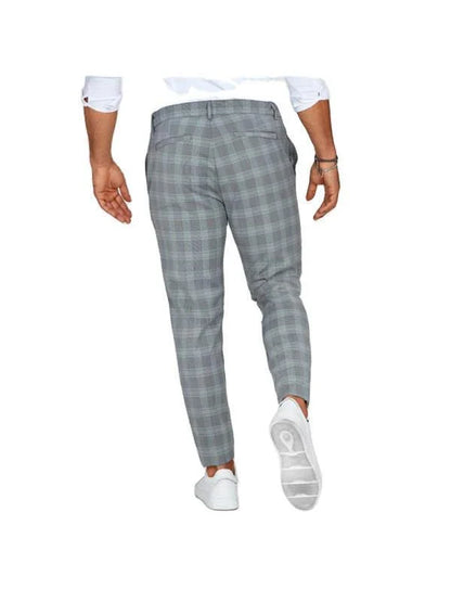 Men's plaid casual trousers in various colors and sizes, featuring a relaxed and lightweight design.