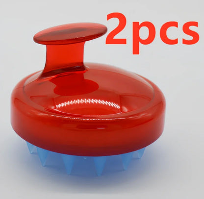 Black silicone shampoo brush with hook design measuring 8x8x7cm for scalp massage during hair washing