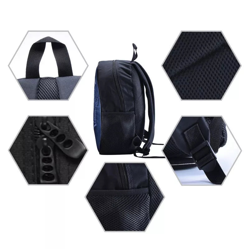 Marshmello black nylon computer backpack with spacious interior for 15.6-inch laptops