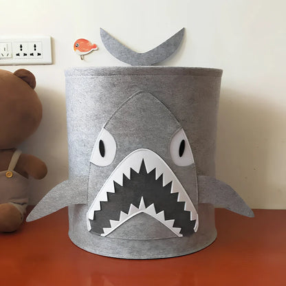 Cartoon animal felt storage basket in elephant design showing 35cm diameter and 37cm height dimensions