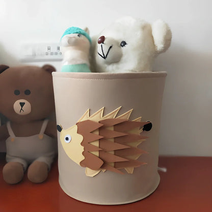 Cartoon animal felt storage basket in elephant design showing 35cm diameter and 37cm height dimensions