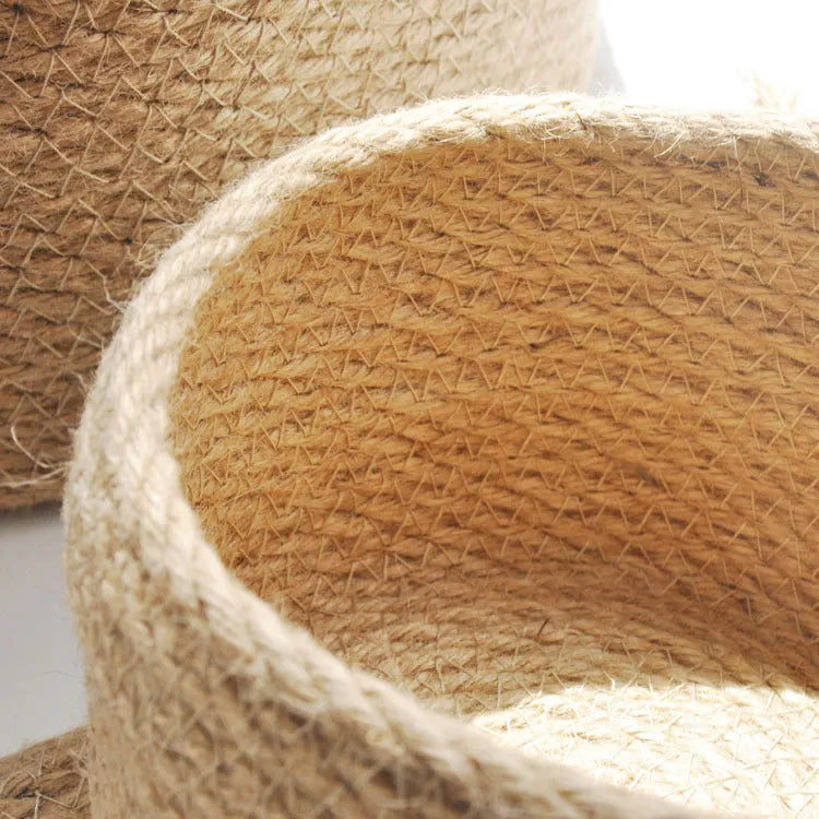 Japanese style fabric linen storage basket with a dustproof cover in three size options.