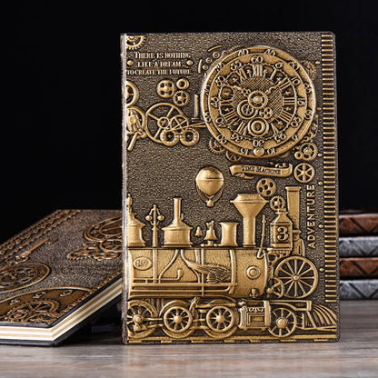 European Relief Retro Notepad Diary with embossed cover in choice of colours showing 21.5x14.5cm dimensions