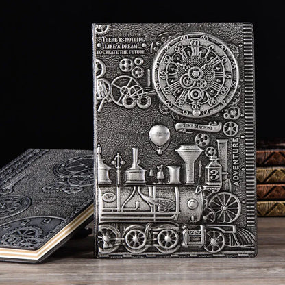 European Relief Retro Notepad Diary with embossed cover in choice of colours showing 21.5x14.5cm dimensions