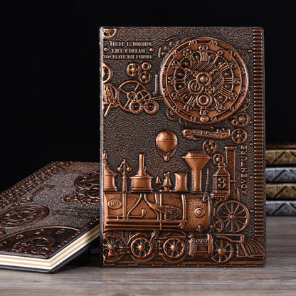 European Relief Retro Notepad Diary with embossed cover in choice of colours showing 21.5x14.5cm dimensions