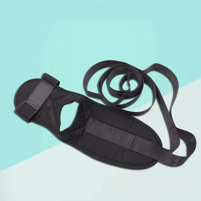 Easy Buckle Yoga Stretcher in black, compact and lightweight for fitness anywhere