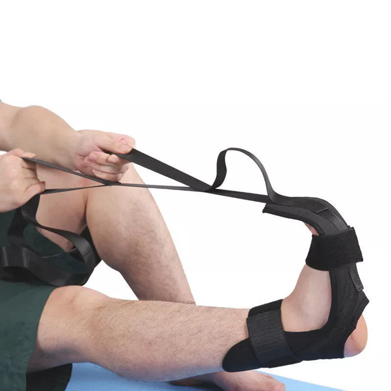 Easy Buckle Yoga Stretcher in black, compact and lightweight for fitness anywhere