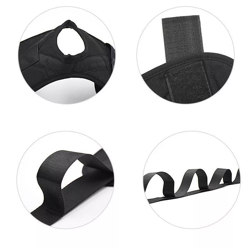 Easy Buckle Yoga Stretcher in black, compact and lightweight for fitness anywhere