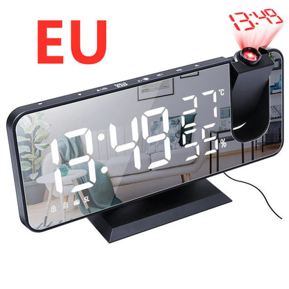 Multifunctional Radio Projection Alarm Clock with adjustable brightness and USB charging port