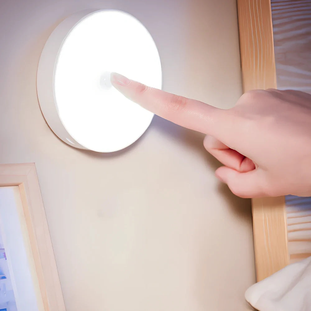 Compact motion sensor night light showing dual light options and 18×86mm dimensions