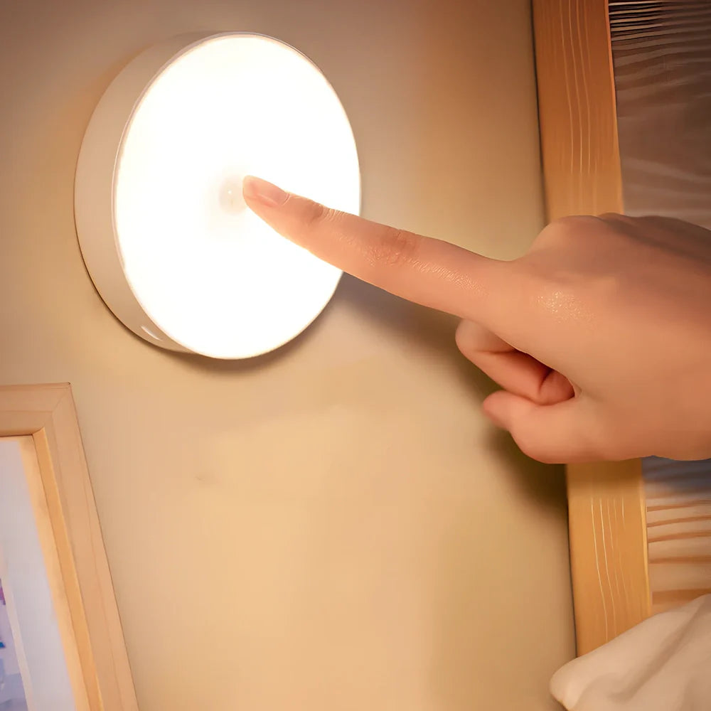 Compact motion sensor night light showing dual light options and 18×86mm dimensions