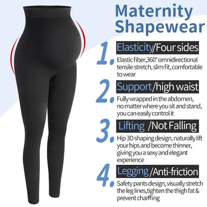 Black high waist maternity leggings in cotton, sizes S M L, over-bump pregnancy pants