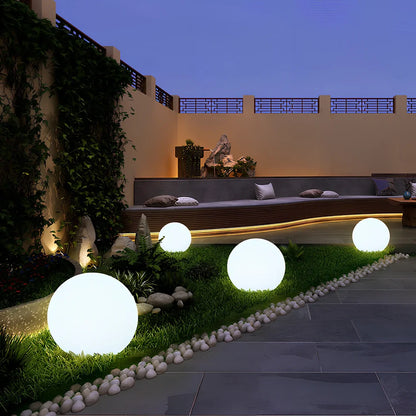 White spherical LED luminous ball light with remote control for outdoor garden and pool illumination