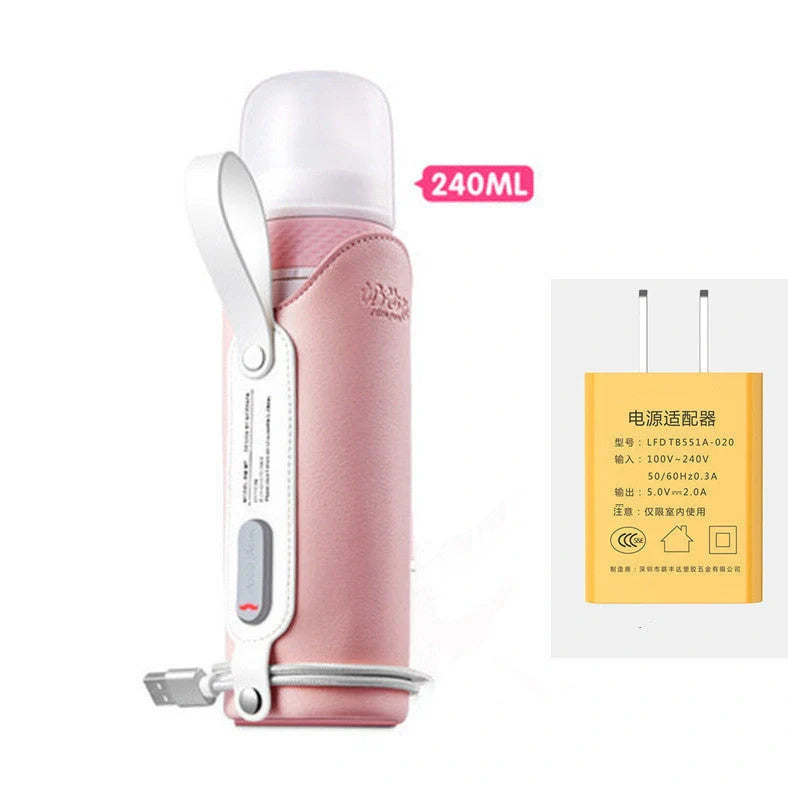 Glass baby bottle with wide opening showing 240ml measurement markings and straight-sided design